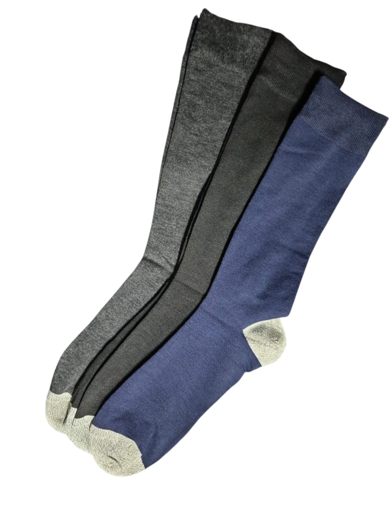 3 PARES DE CALCETINES DE VESTIR PARA HOMBRE DE ALGODON CON FIBRA DE COBRE - SIN COSTURAS - 4