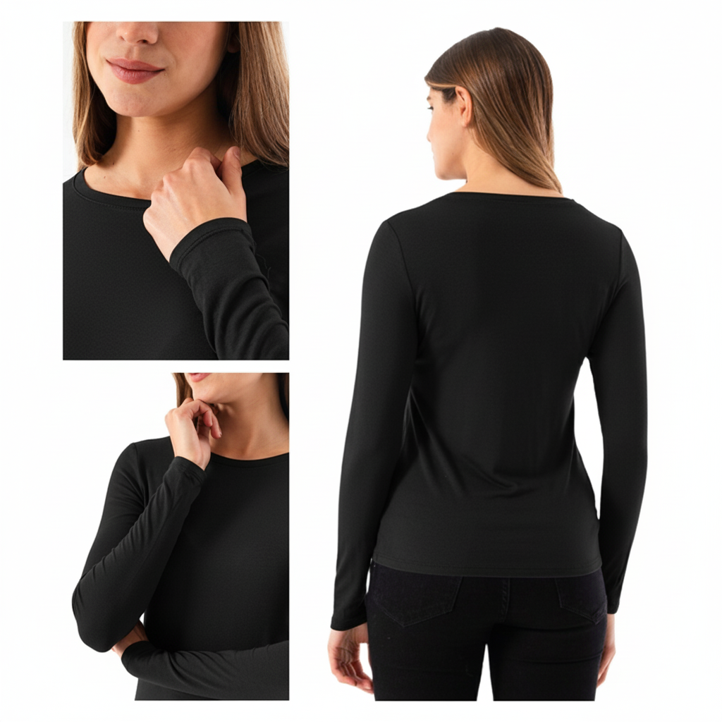POLERA CUELLO REDONDO PARA MUJER - PRIMERA CAPA CON FIBRA DE BAMBU - 2