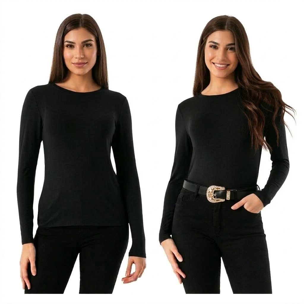 POLERA CUELLO REDONDO PARA MUJER - PRIMERA CAPA CON FIBRA DE BAMBU - 3