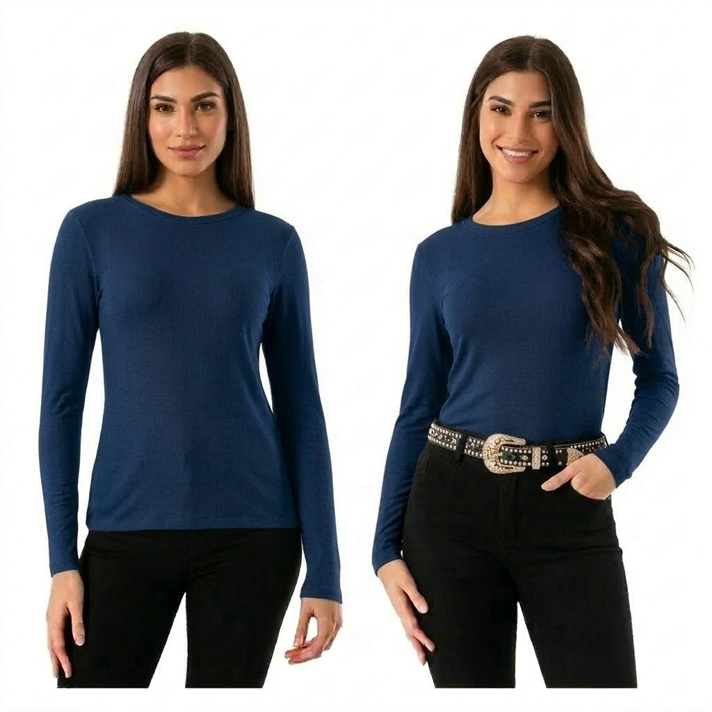 PACK 4 POLERAS CUELLO REDONDO PARA MUJER - PRIMERA CAPA CON FIBRA DE BAMBU - 1