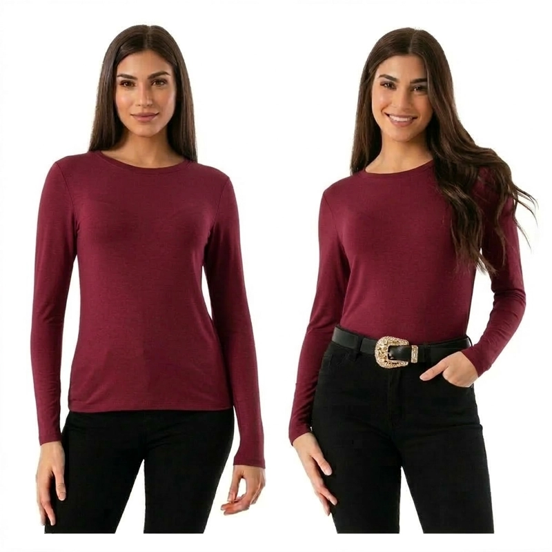 PACK 4 POLERAS CUELLO REDONDO PARA MUJER - PRIMERA CAPA CON FIBRA DE BAMBU - 2