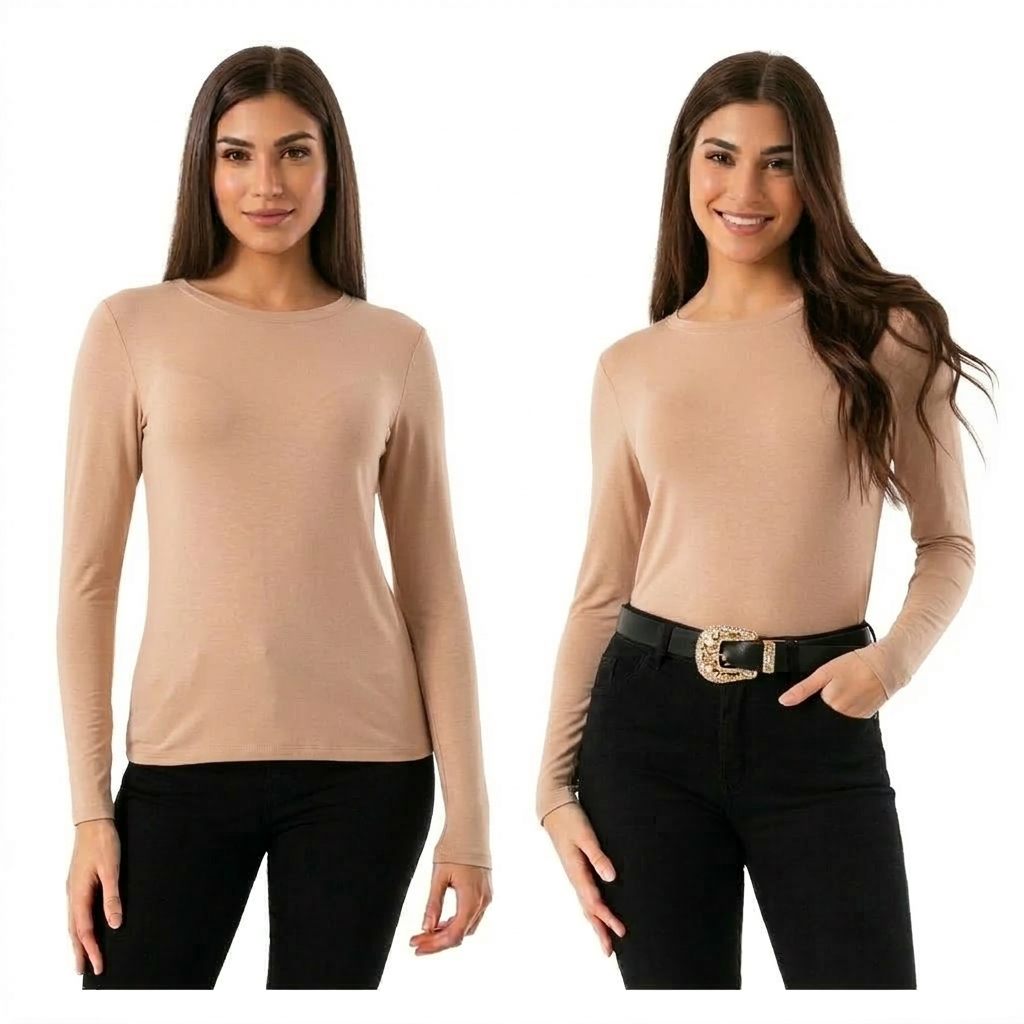 PACK 4 POLERAS CUELLO REDONDO PARA MUJER - PRIMERA CAPA CON FIBRA DE BAMBU - 6