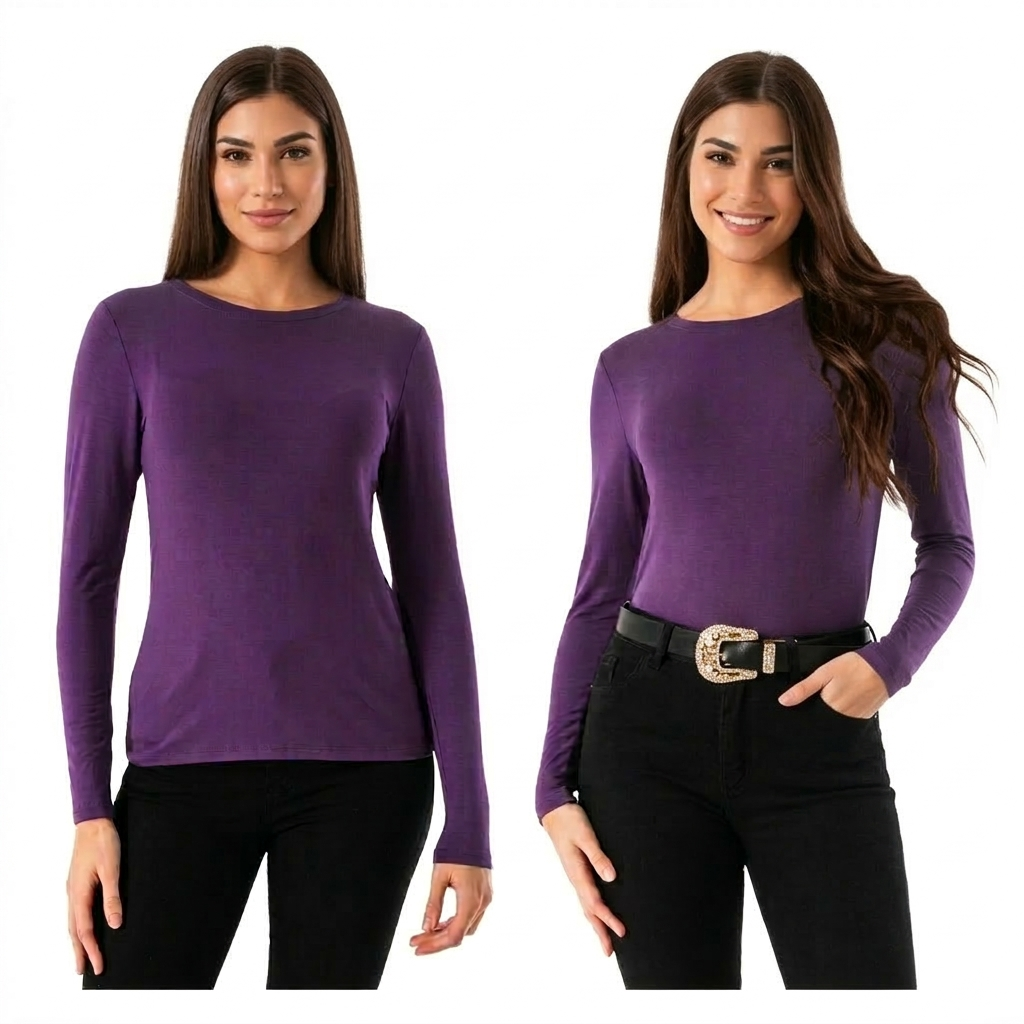 PACK 4 POLERAS CUELLO REDONDO PARA MUJER - PRIMERA CAPA CON FIBRA DE BAMBU - 8