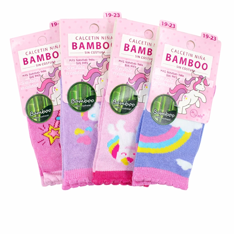 6 PARES DE CALCETINES PARA NIÑAS CON FIBRA DE BAMBU - SIN COSTURAS - 3