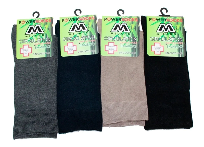 CALCETINES DIABETICO CON FIBRA DE BAMBU PARA HOMBRES - SIN COSTURAS - DOCENA - 1