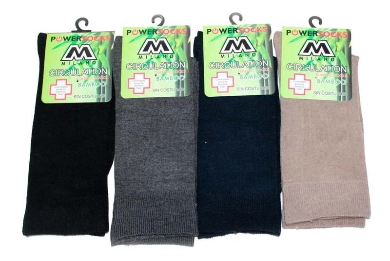 CALCETINES DIABETICO CON FIBRA DE BAMBU PARA HOMBRES - SIN COSTURAS - DOCENA - 2