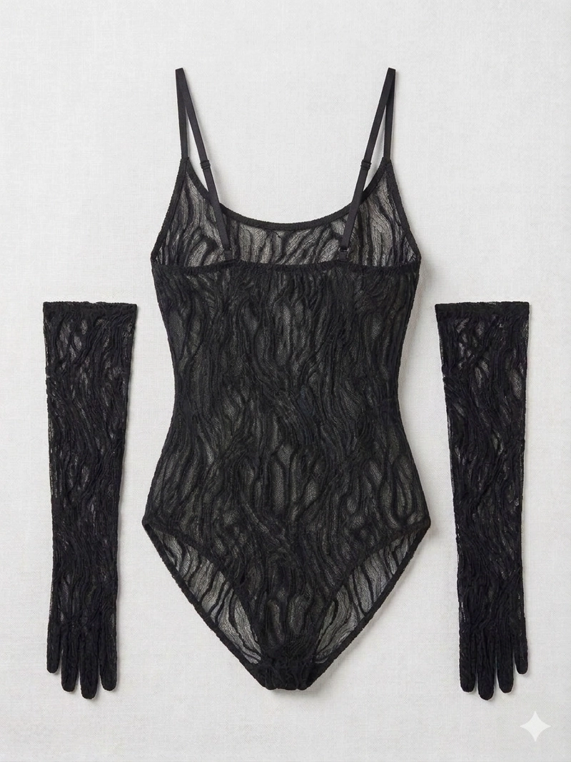 LENCERIA EROTICA PARA MUJER - BODY DE MALLA + GUANTES LARGOS - 7