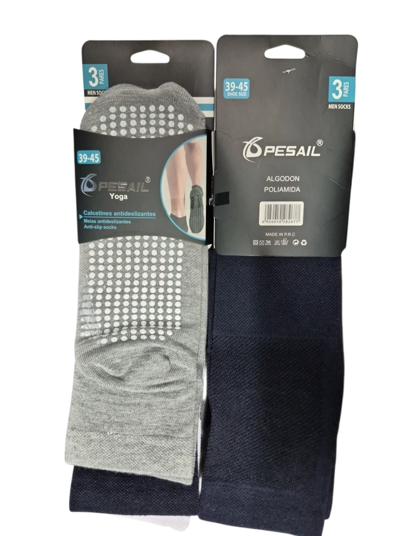 3 PARES DE TOBILLERAS CALCETINES ANTIDESLIZANTE DE HOMBRE - CALCETAS YOGA DANZA FITNESS - 3