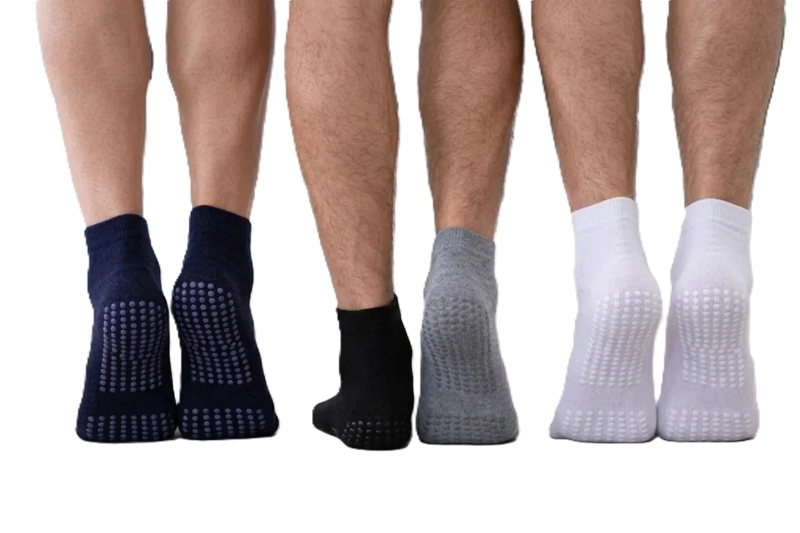 3 PARES DE CALCETAS TOBILLERAS ANTIDESLIZANTE DE HOMBRE - CALCETINES YOGA DANZA FITNESS - 1