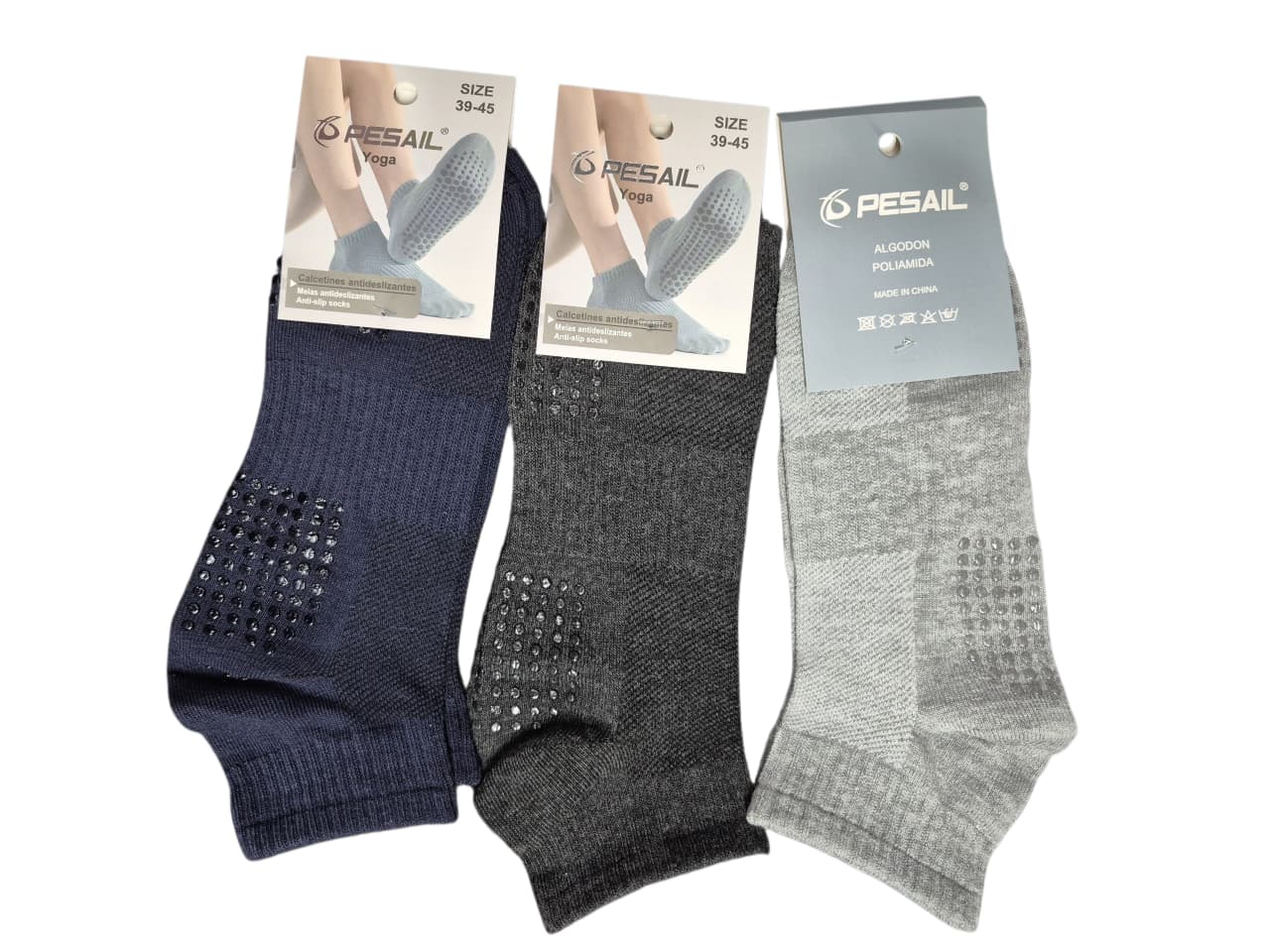 3 PARES DE CALCETAS TOBILLERAS ANTIDESLIZANTE DE HOMBRE - CALCETINES YOGA DANZA FITNESS - 4