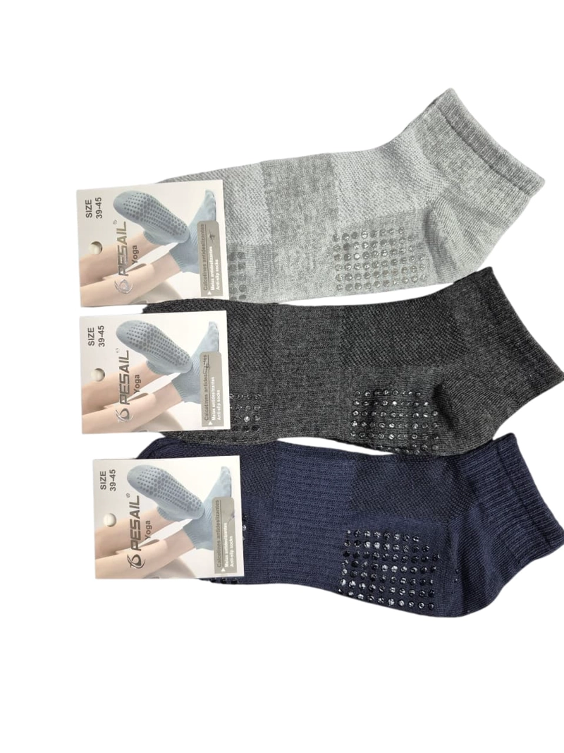 3 PARES DE CALCETAS TOBILLERAS ANTIDESLIZANTE DE HOMBRE - CALCETINES YOGA DANZA FITNESS - 5
