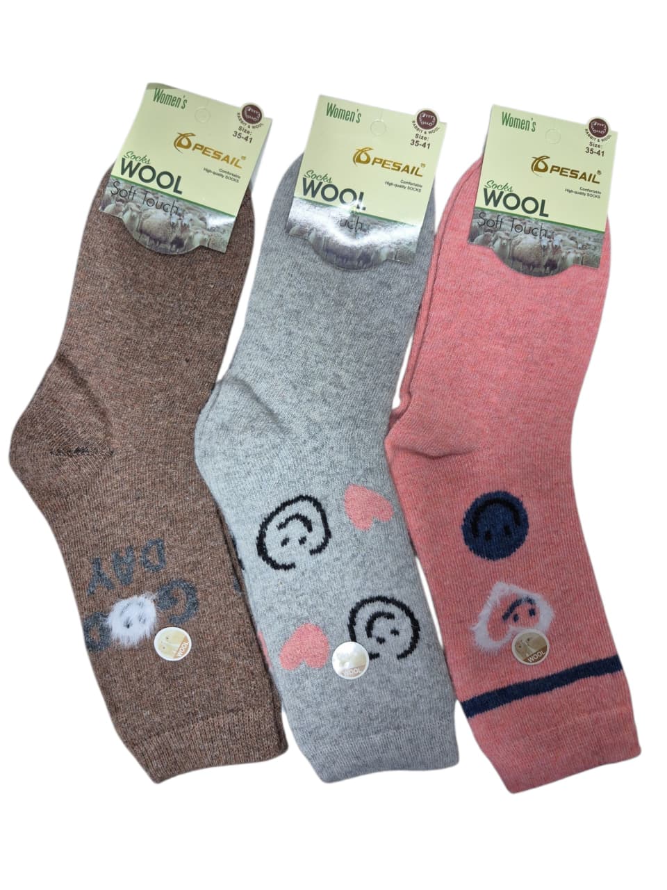 12 CALCETAS DE LANA GRUESO PARA MUJER - CALCETIN TERMICO CON DISEÑOS - 1