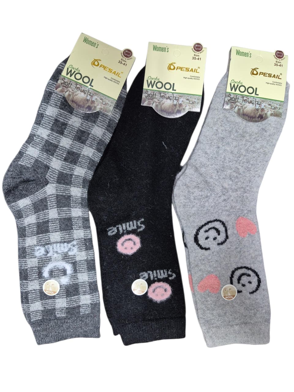 6 CALCETAS DE LANA GRUESO PARA MUJER - CALCETIN TERMICO CON DISEÑOS - 2