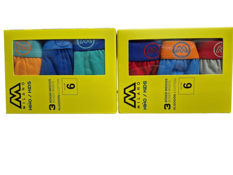 BOXER SHORT DE ALGODON PARA NIÑOS CON PRETINA - SIXPACK - 8