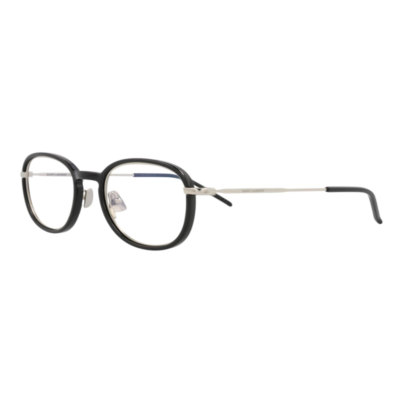 MARCOS OPTICOS DE INYECCION DE MARCO REDONDO SAINT LAURENT PARA HOMBRES Y MUJERES EN NEGRO PLATEADO - 2