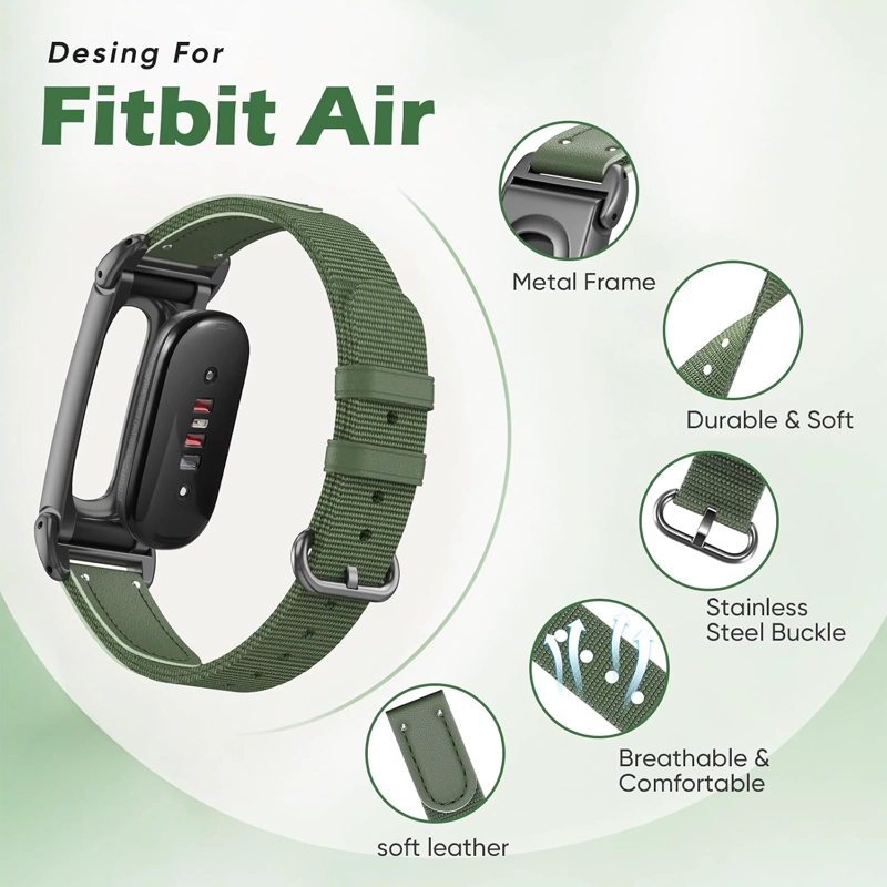 FINTIE CORREA DEPORTIVA DE CUERO DE NAILON RESISTENTE COMPATIBLE CON GOOGLE FITBIT AIR - 2