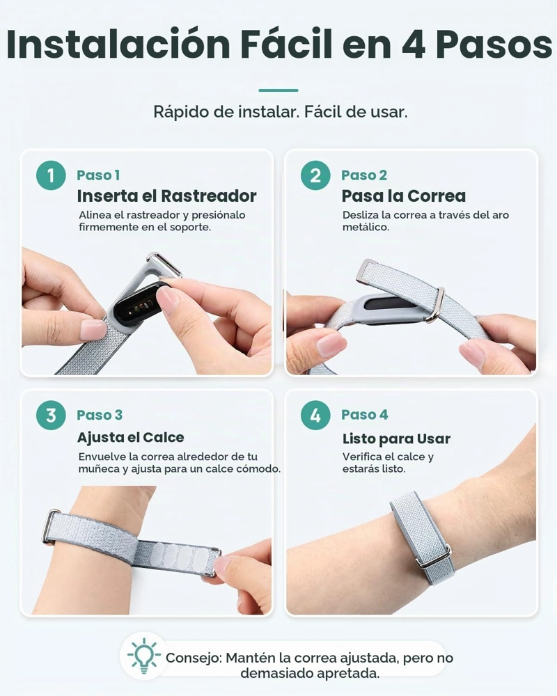 PAQUETE DE 4 CORREAS DE RENDIMIENTO COMPATIBLES CON GOOGLE FITBIT AIR BAND - 6