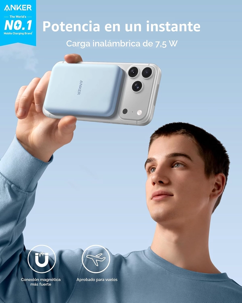 ANKER 621 CARGADOR PORTATIL MAGNE TICO MAGGO , BANCO DE ENERGIA INALAMBRICO DE 5,000 MAH CON CABLE - 2