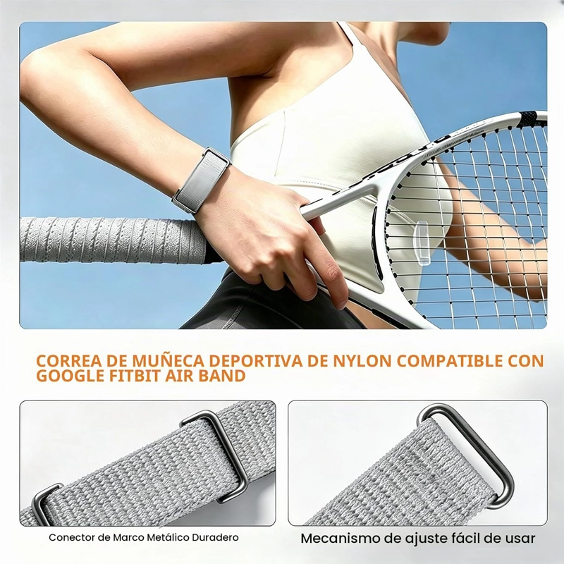 CORREA DEPORTIVA DE NAILON COMPATIBLE CON GOOGLE FITBIT AIR, AJUSTABLE, TRANSPIRABLE, REPUESTO - 6