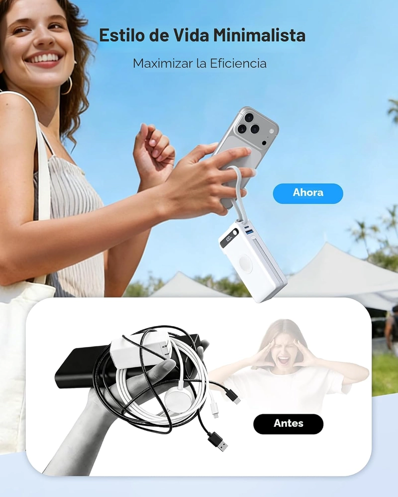 CARGADOR PORTATIL DE CARGA RAPIDA 22.5W, BANCO DEL PODER 10000MAH PARA APPLE WATCH - 2