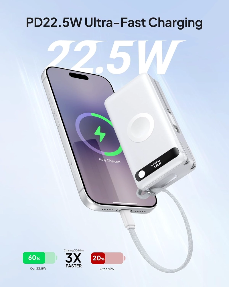 CARGADOR PORTATIL DE CARGA RAPIDA 22.5W, BANCO DEL PODER 10000MAH PARA APPLE WATCH - 3