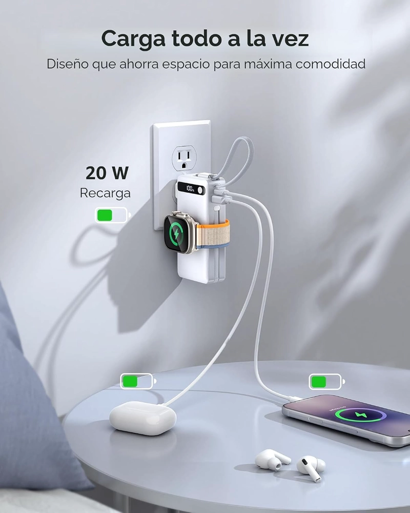 CARGADOR PORTATIL DE CARGA RAPIDA 22.5W, BANCO DEL PODER 10000MAH PARA APPLE WATCH - 4