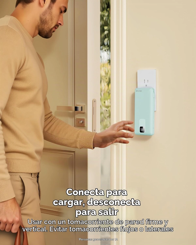 CARGADOR PORTATIL CHARMAST CON CABLES INCORPORADOS Y ENCHUFE DE PARED, BATERIA DE CARGA RAPIDA - 2
