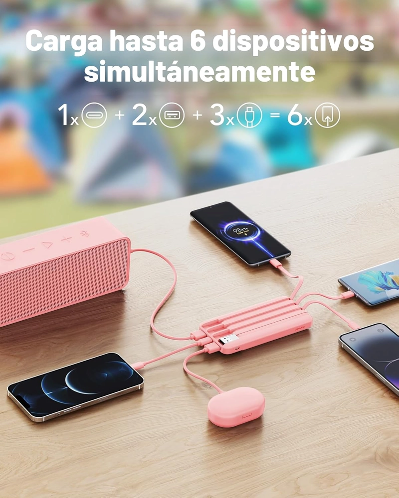 CHARMAST CARGADOR PORTATIL DE BANCO DE ENERGIA CON 4 CABLES INTEGRADOS - 3