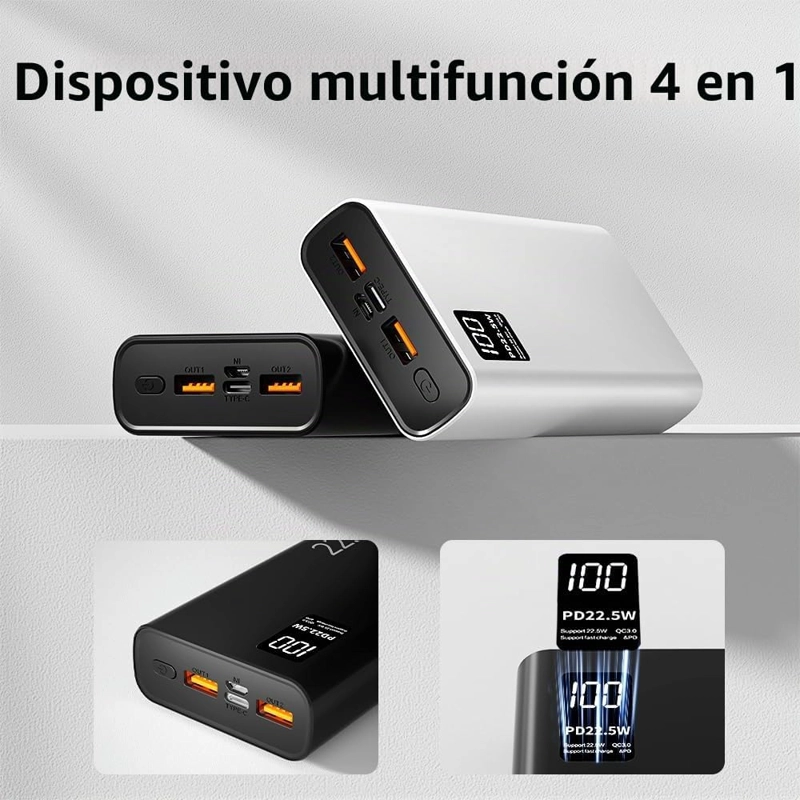 FUNNYPANDA CARGADOR PORTATIL DE 20000 MAH, 22.5 W USB C ENTRADA Y SALIDA CARGADOR DE ENERGIA - 4