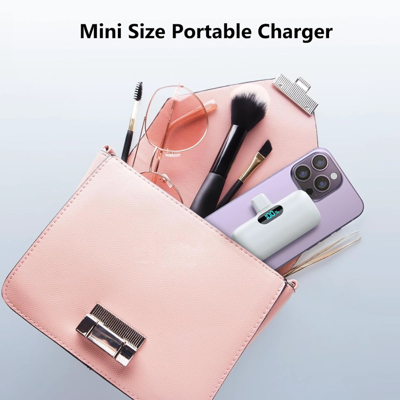 PAQUETE DE 2 CARGADOR PORTATIL PEQUEÑO PARA IPHONE 17/16/15 SERIES, 5000MAH 3A PD USB C POWER BANK, - 4