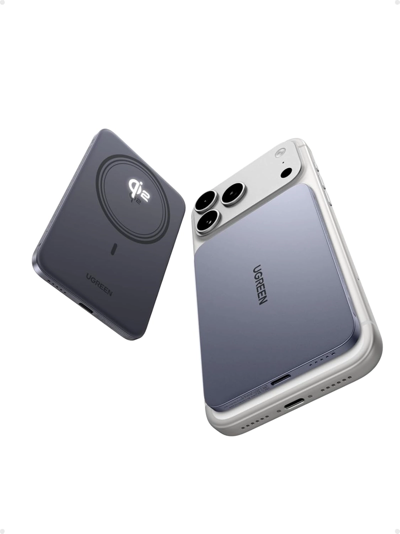 UGREEN MAGFLOW AIR QI2 POWER BANK, BATERIA MAGNE TICA ULTRAFINA DE 5000 MAH DE 0.339 IN, CARGADOR - 1