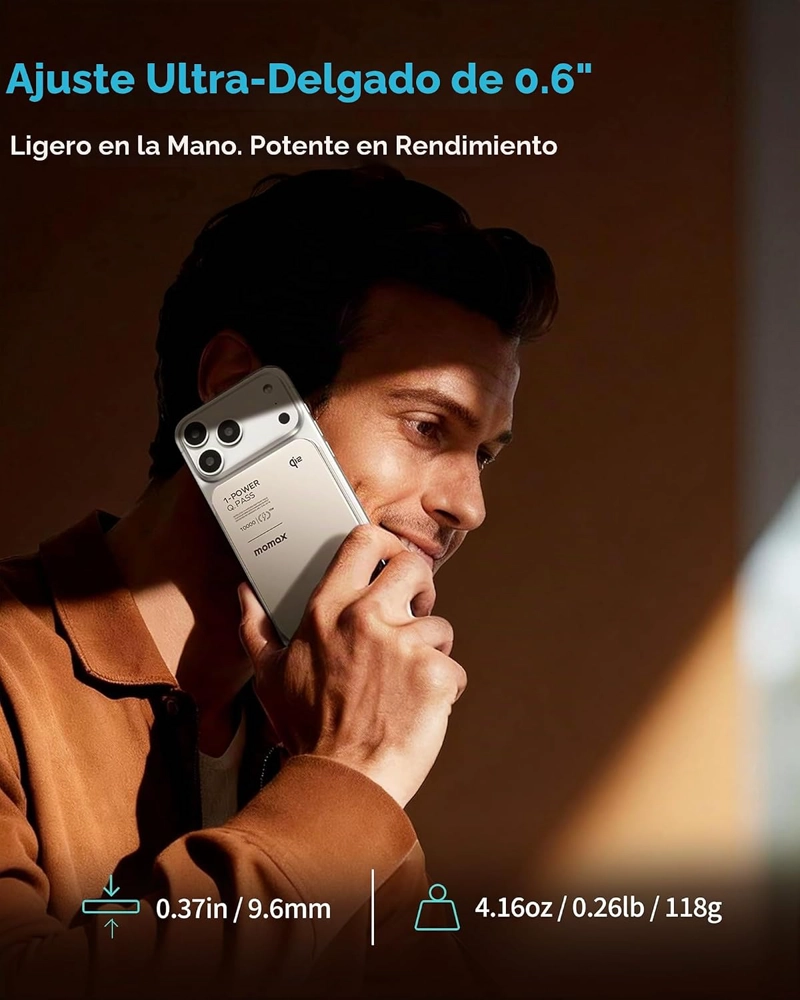MOMAX BANCO MAGNE TICO DEL PODER QI2, CARGADOR PORTATIL DIARIO 10000MAH - 5