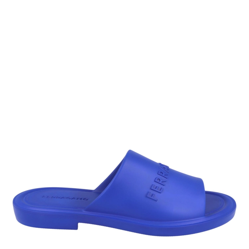 CALZADO ESTILO SLIDES CON LOGO DE FERRAGAMO GIUNEVA PARA HOMBRE EN COLOR AZUL - 1