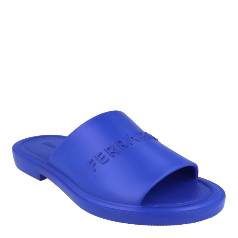 CALZADO ESTILO SLIDES CON LOGO DE FERRAGAMO GIUNEVA PARA HOMBRE EN COLOR AZUL - 2