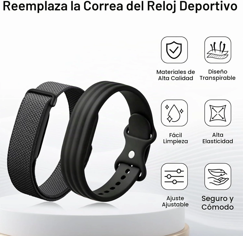 PAQUETE DE 2 BANDAS PARA GOOGLE FITBIT AIR, MATERIAL DE SILICONA Y NAILON CON HEBILLA DE METAL, - 2