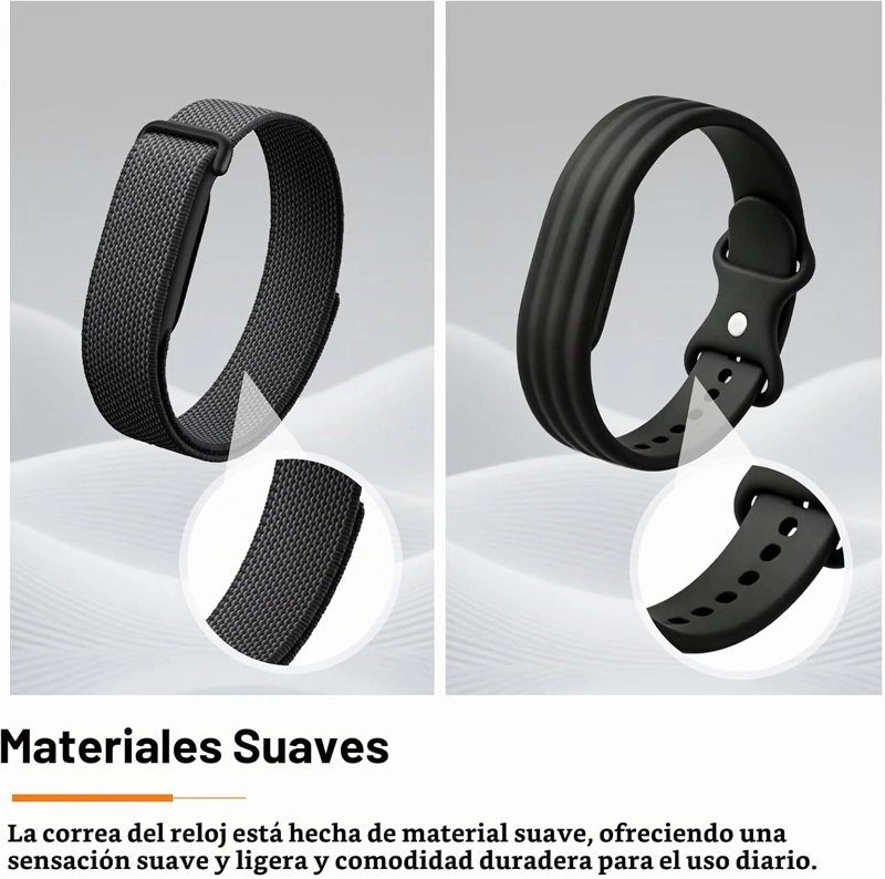 PAQUETE DE 2 BANDAS PARA GOOGLE FITBIT AIR, MATERIAL DE SILICONA Y NAILON CON HEBILLA DE METAL, - 5