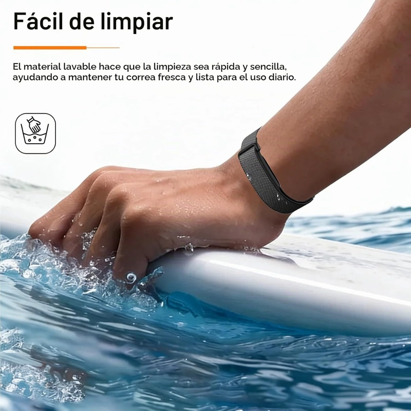 PAQUETE DE 2 BANDAS PARA GOOGLE FITBIT AIR, MATERIAL DE SILICONA Y NAILON CON HEBILLA DE METAL, - 6