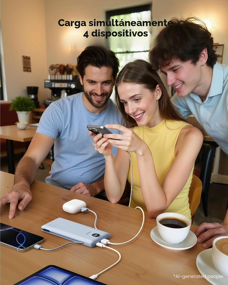 VEGER CARGADOR PORTATIL, BANCO DE ENERGIA DE 10000 MAH, ENCHUFE DE PARED INTEGRADO Y CABLES - 3