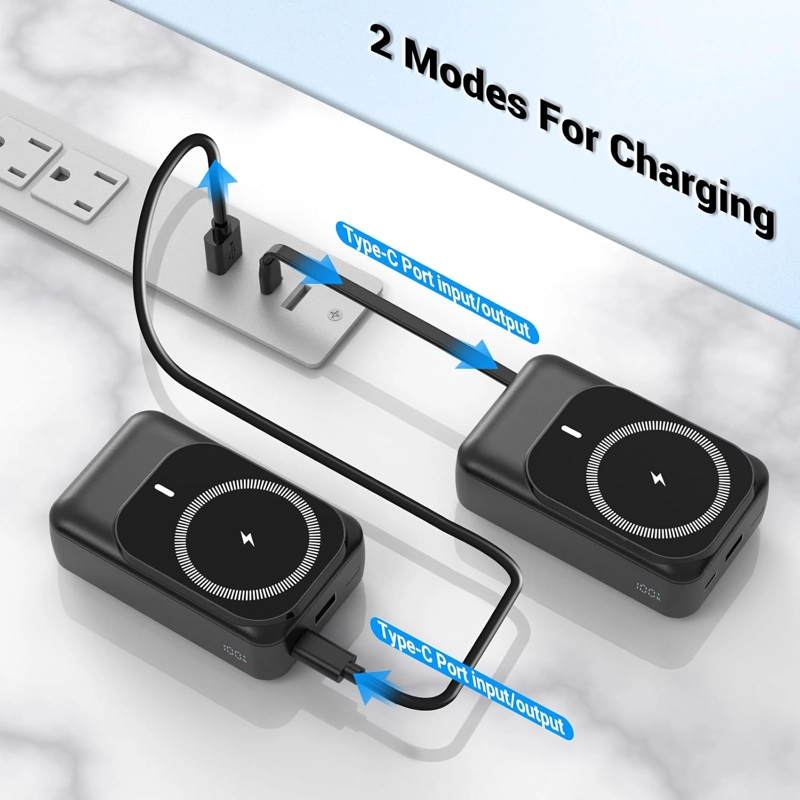 CARGADOR PORTATIL MAGNE TICO INALAMBRICO DE 26800 MAH, PD 22.5 W TIPO C, CARGA RAPIDA, 5 SALIDAS, - 4