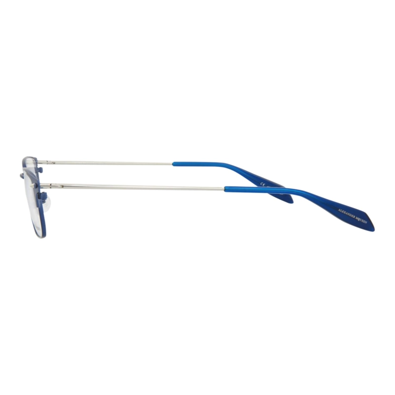 MARCOS OPTICOS DE METAL ALEXANDER MCQUEEN CON MARCO CUADRADO PARA HOMBRE EN AZUL PLATEADO - 3