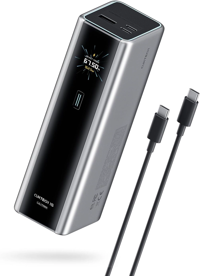CUKTECH 15 ULTRA POWER BANK PARA LAPTOP, CARGADOR PORTATIL DE 20,000MAH 140W, PANTALLA INTELIGENTE, - 1