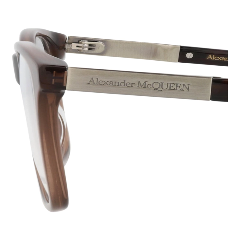 MONTURAS OPTICAS DE ACETATO CON MARCO CUADRADO ALEXANDER MCQUEEN PARA HOMBRE COLOR MARRON PLATEADO - 4