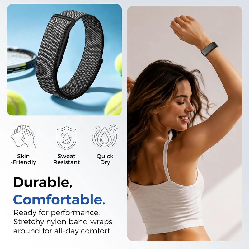 PAQUETE DE 2 BANDAS PARA GOOGLE FITBIT AIR, MATERIAL DE SILICONA Y NAILON CON HEBILLA DE PLASTICO, - 4