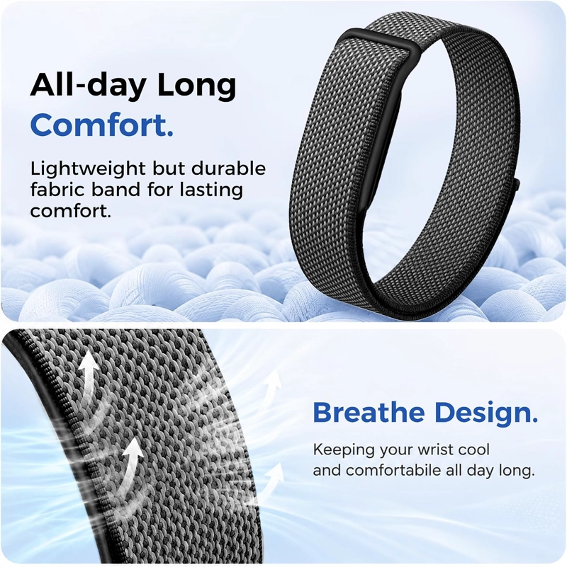 PAQUETE DE 2 BANDAS PARA GOOGLE FITBIT AIR, MATERIAL DE SILICONA Y NAILON CON HEBILLA DE PLASTICO, - 5