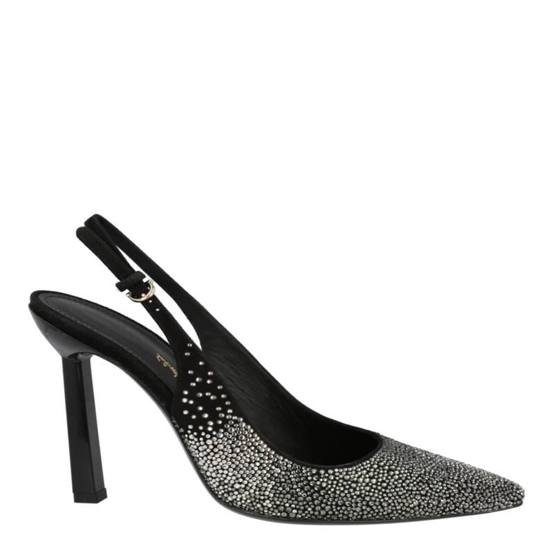 ZAPATOS DE TACON DESTALONADOS FERRAGAMO JESSIE PARA MUJER ADORNADOS CON CRISTALES EN NEGRO - 1