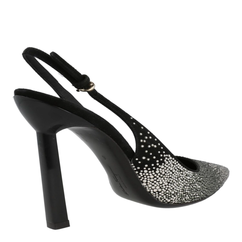 ZAPATOS DE TACON DESTALONADOS FERRAGAMO JESSIE PARA MUJER ADORNADOS CON CRISTALES EN NEGRO - 3