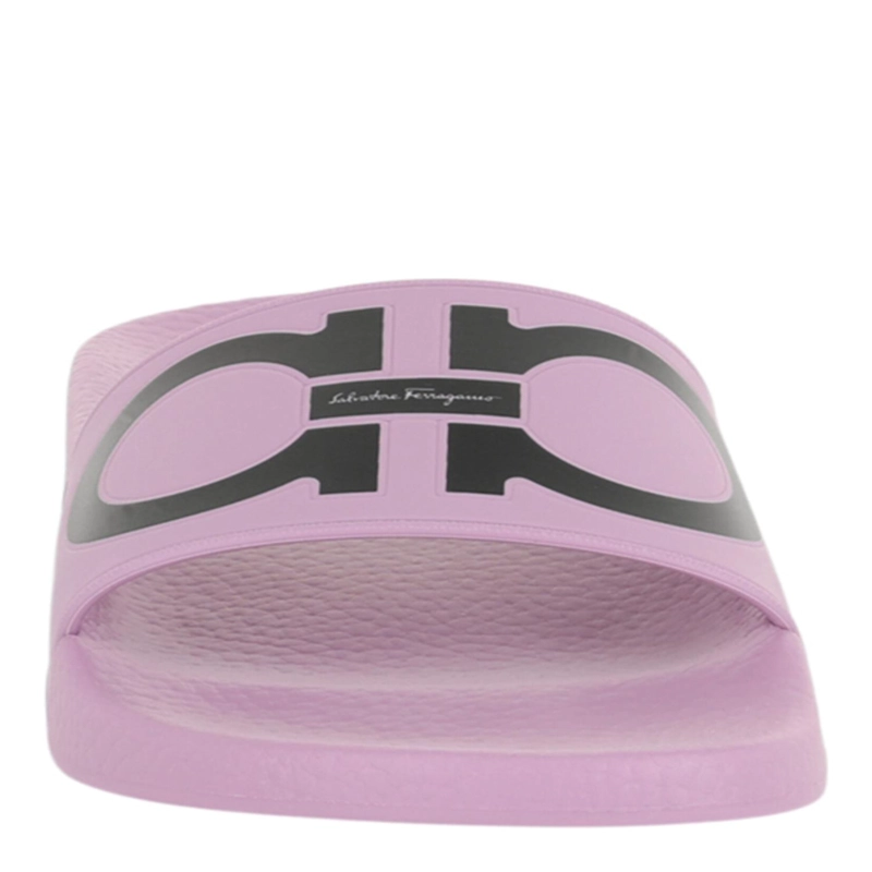 CALZADO FERRAGAMO GROOVY DUAL GANCINI SLIDES PARA MUJER EN COLOR ROSA - 4