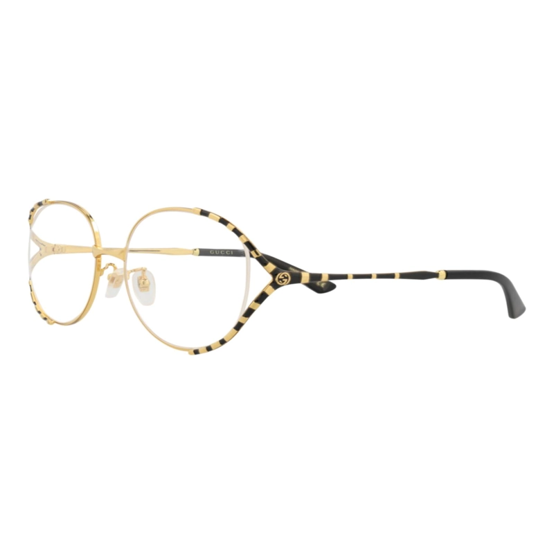 MARCOS OPTICOS METALICOS CON MARCO REDONDO GUCCI PARA MUJER EN DORADO NEGRO Y TRANSPARENTE - 2