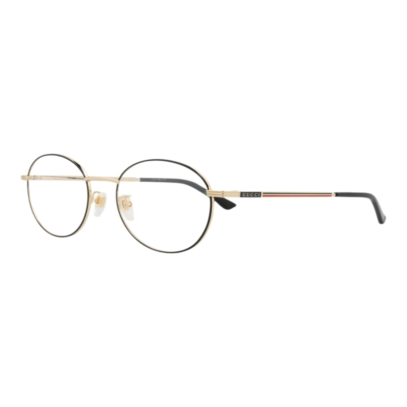MARCOS OPTICOS METALICOS CON MARCO REDONDO GUCCI PARA HOMBRE EN NEGRO DORADO TRANSPARENTE - 2
