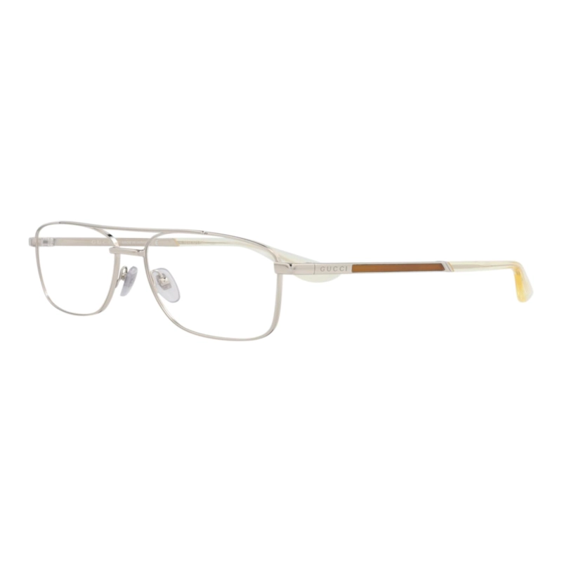 MONTURAS OPTICAS METALICAS GUCCI AVIATORFRAME PARA HOMBRE EN PLATA PLATEADA Y TRANSPARENTE - 2